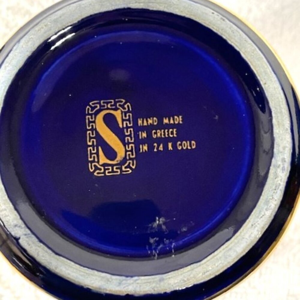 Greek cup in cobalt and 24K gold. - Picture 5 of 5